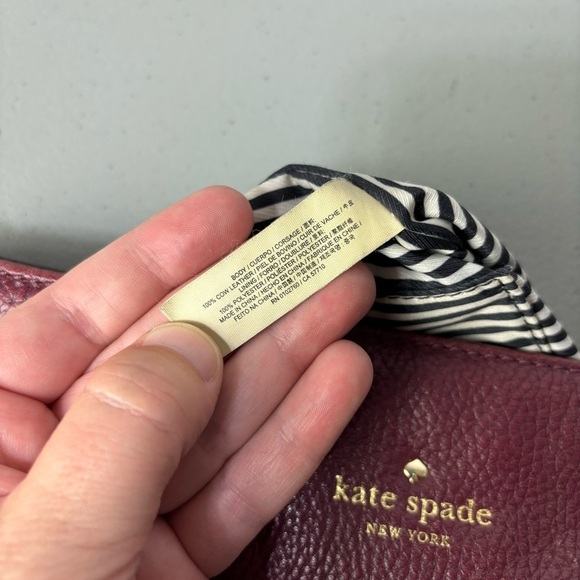 Kate Spade Burgundy Red Pebbled Leather Crossbody Purse Shoulder Bag Zip Closure - Picture 5 of 14
